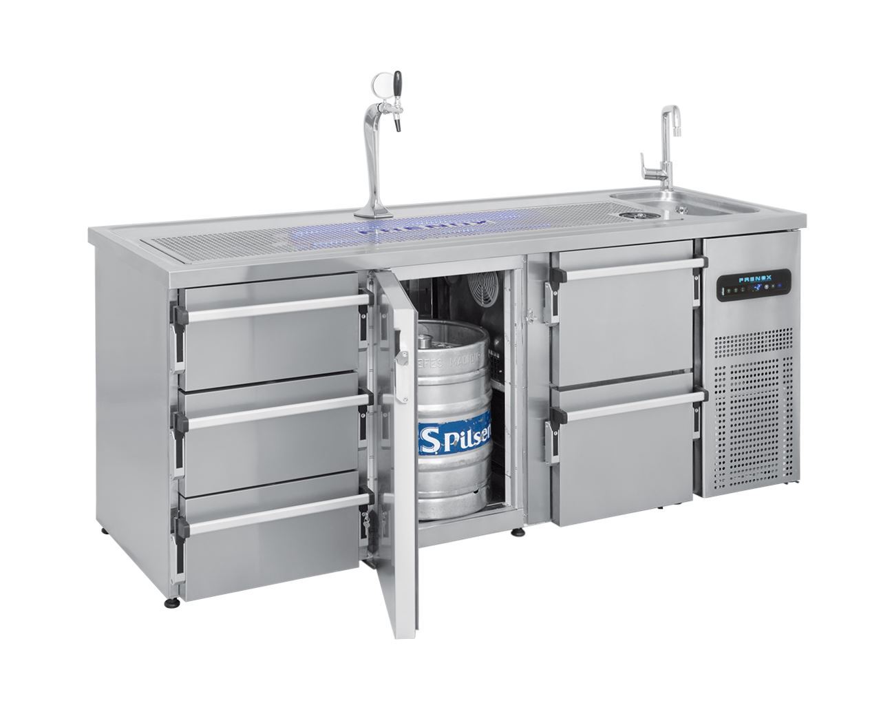 Beer Cooler Refrigerator with Single Sink