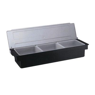 Biradlı Bar Konteyner, 3'lü, Kapaklı, Polikarbon, 50x16x9 cm, Siyah