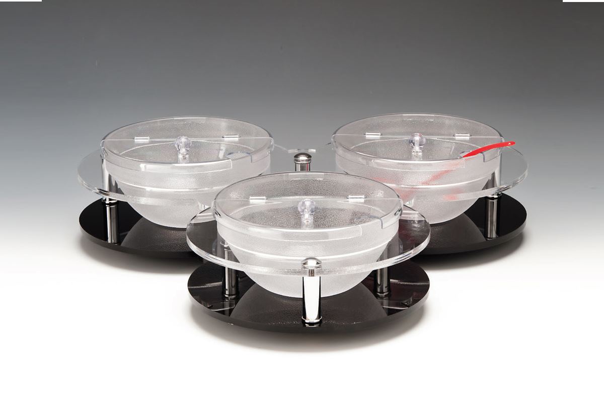 Rotating Display Stand With Polycarbonate Bowl