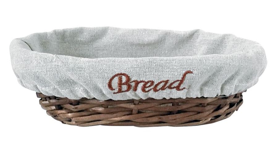 Natural Wicker Bread Basket With Fabric (Oval)