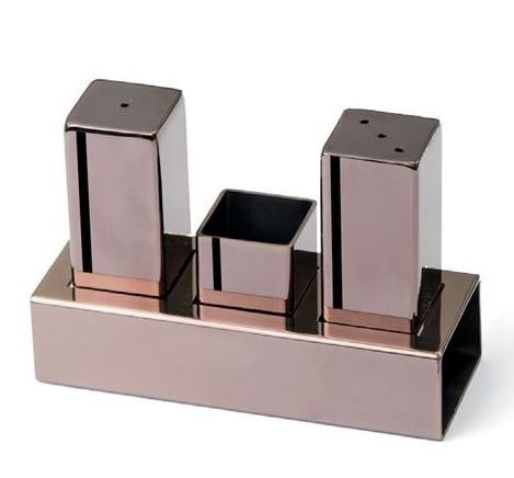 Triple Square Salt Shaker Set (Copper Colored)