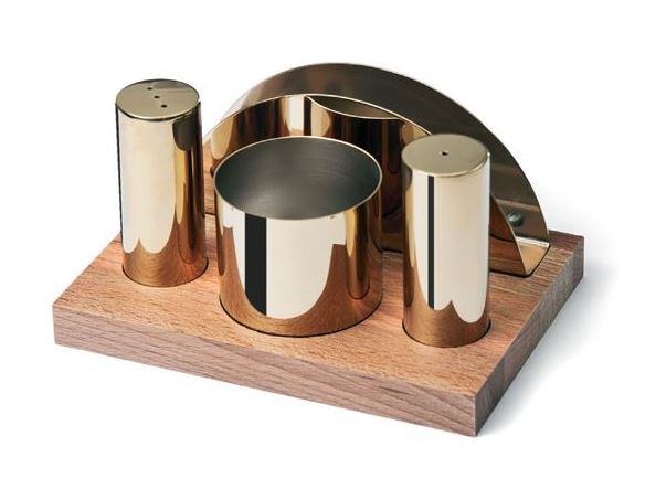 4 Pcs Salt Shaker-Napkin Holder Set (Gold)