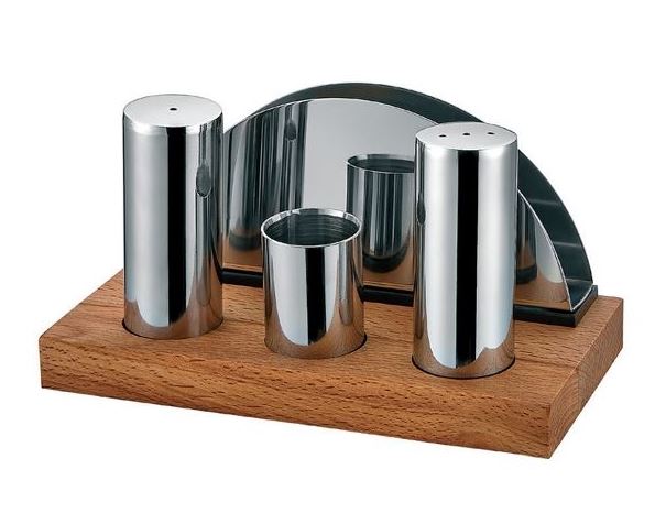 4'lü Round Salt Shaker-Napkin Holder Set (Mat-Gloss)